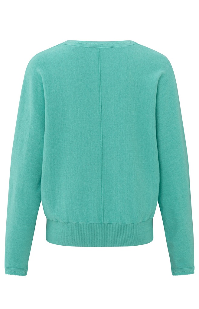 YAYA Pull doux avec col en V manches chauve-souris