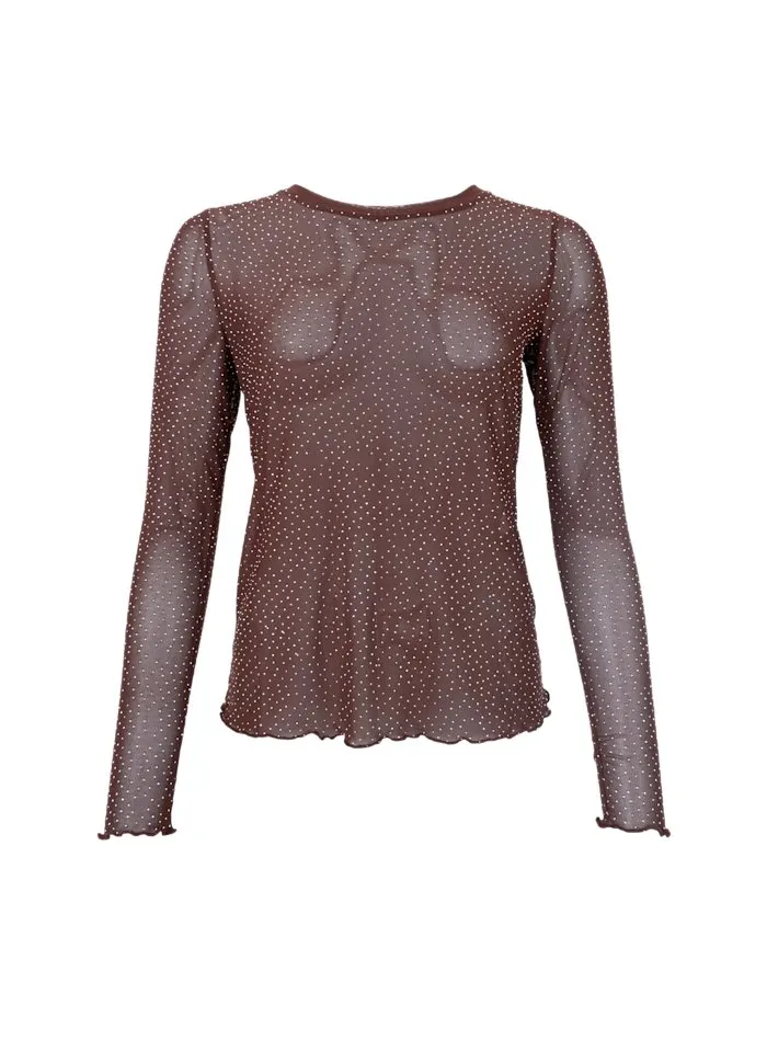 BLACK COLOUR BCALEXIS blouse w/stones COFFEE (S/M)