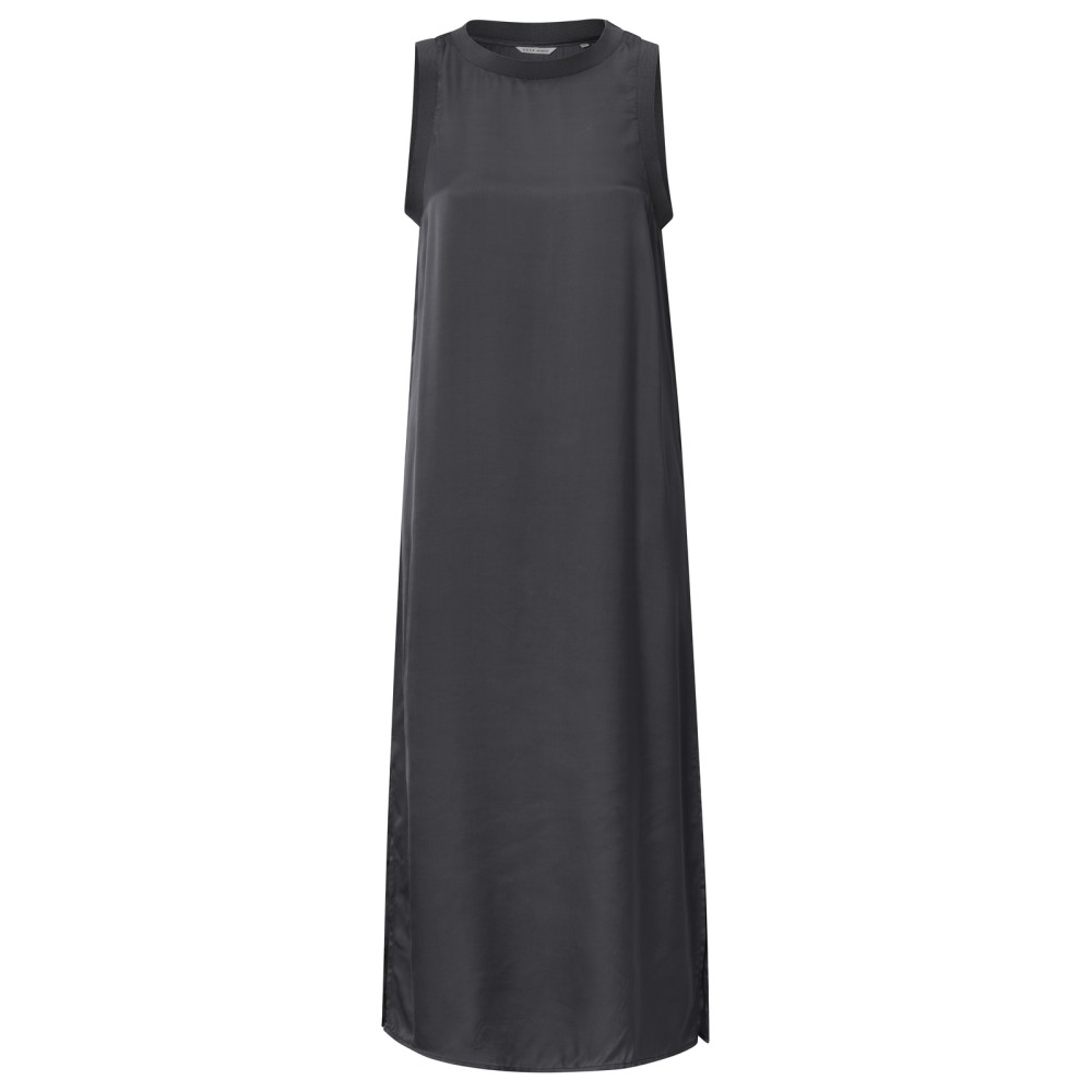 YAYA Satin sleeveless dress with rib
details and slits