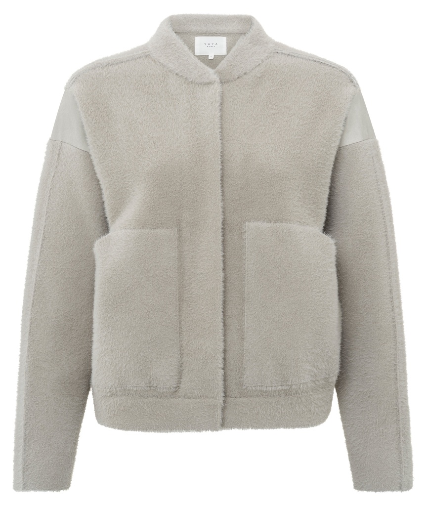 YAYA Knitted bomber jacket with nubuck detail