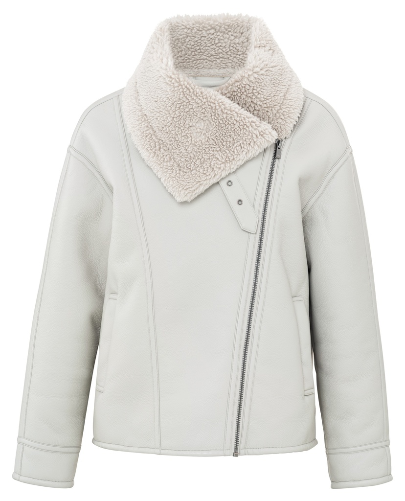 YAYA Faux leather lammy jacket with big collar