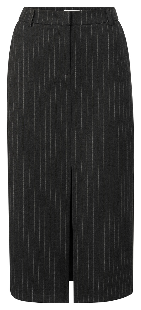 YAYA Soft woven pinstripe midi skirt with slit