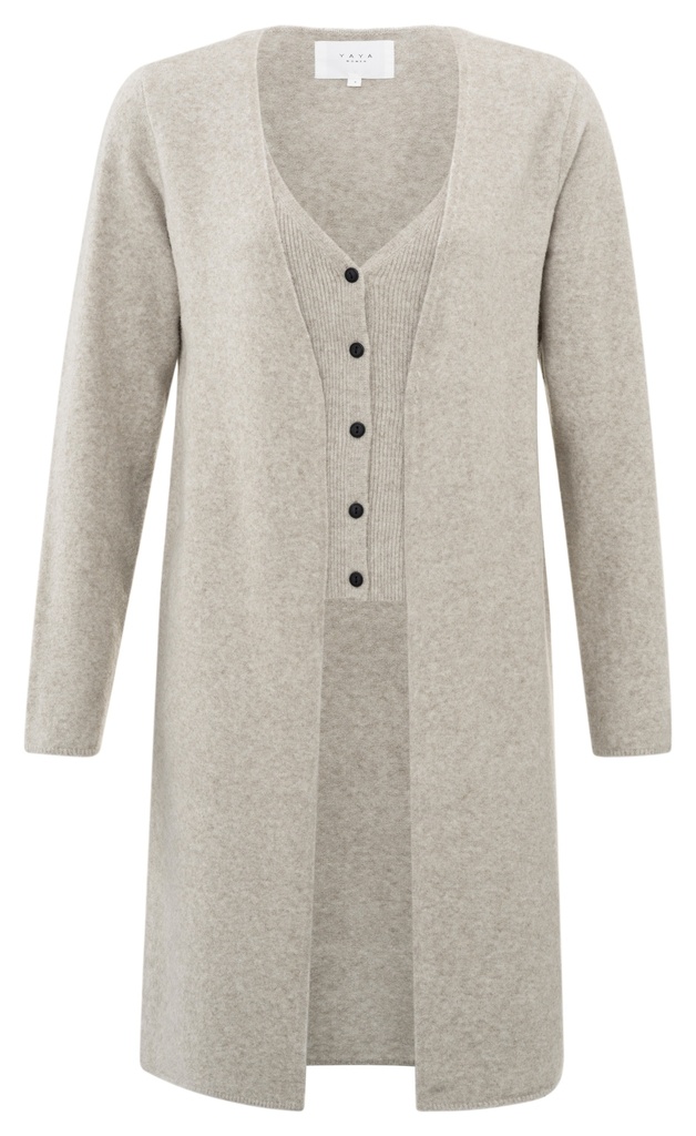 YAYA Long cardigan with gilet 