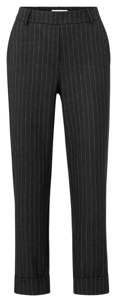 YAYA Soft pinstripe pantalon with straight leg and turn up anthracite