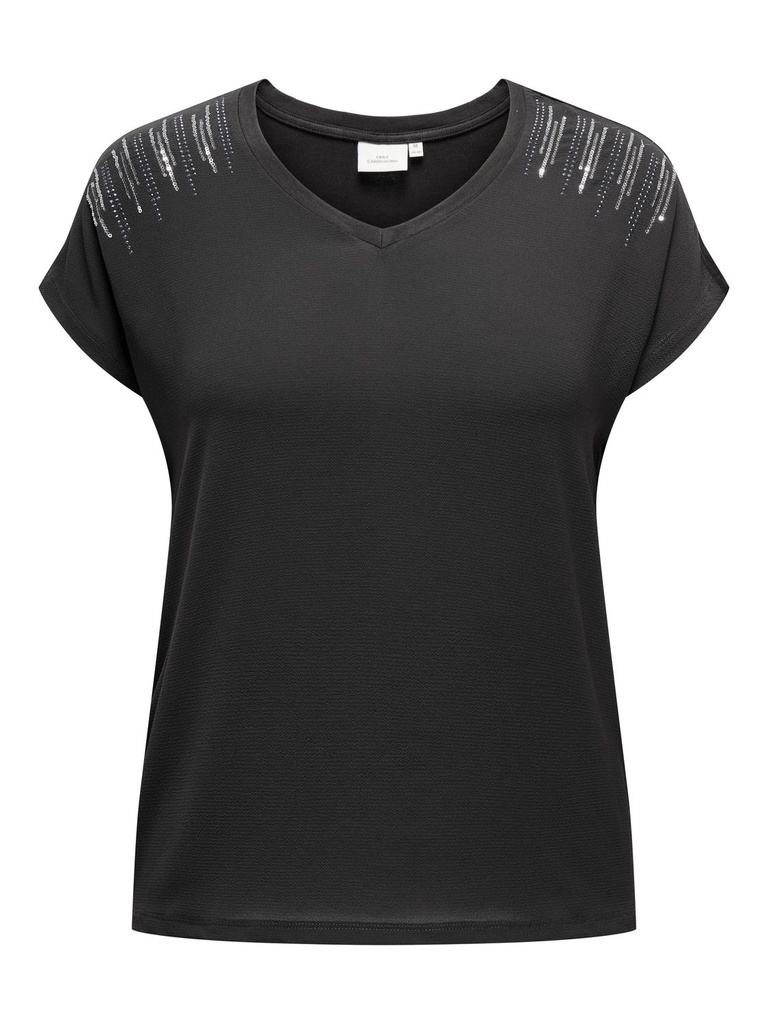 CARMAKOMA CARLOUISA CAPSLEEVE MIX TEE JRS noir