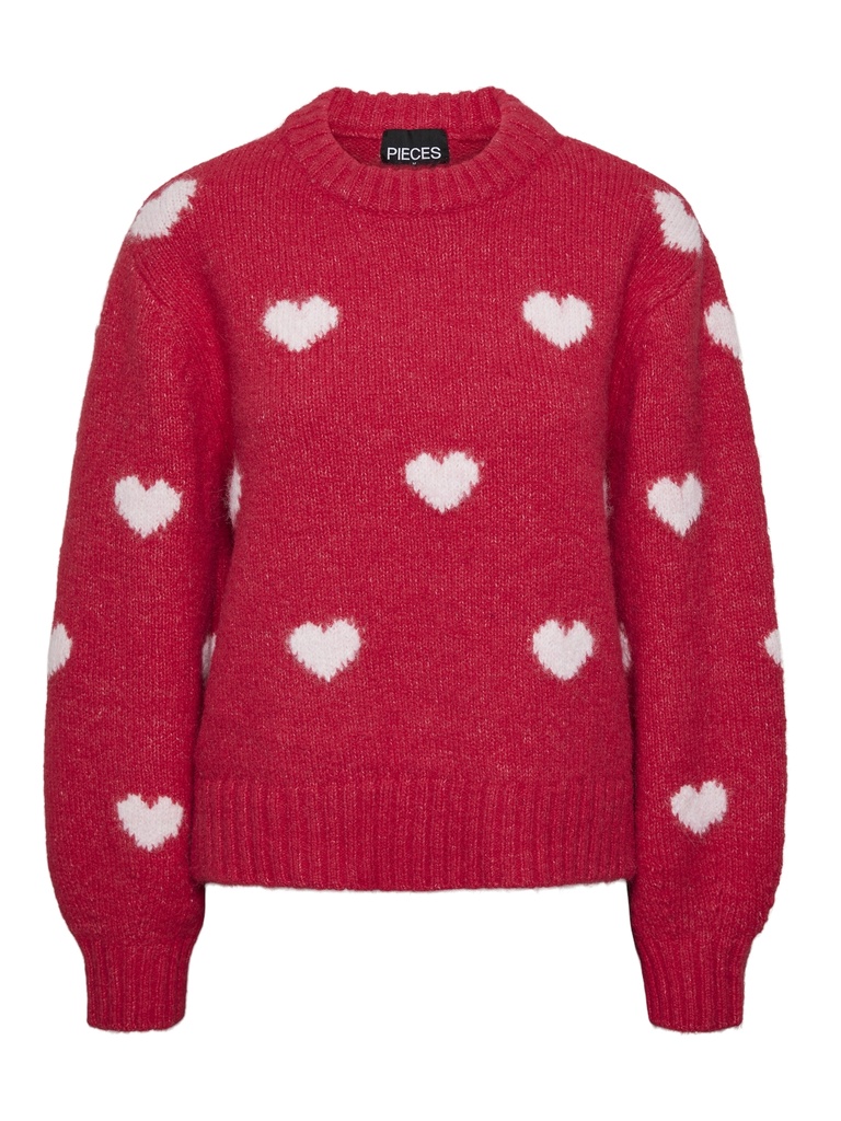 PIECES PCRINA LS O-NECK HEART KNIT BC QX