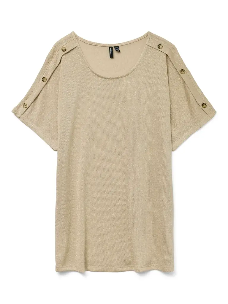 VERO MODA CURVE VMCBROOK S/S O-NECK TOP JRS BTQ GA CUR