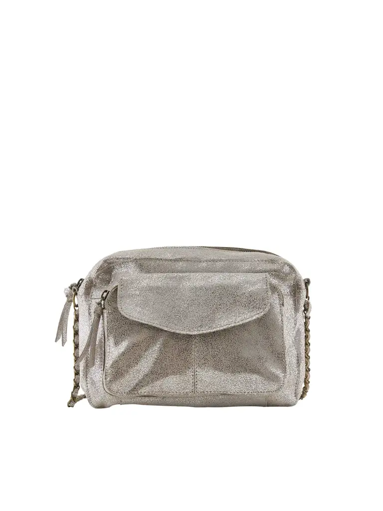 PIECES PCNAINA LEATHER LARGE CROSS OVER FC Silver color