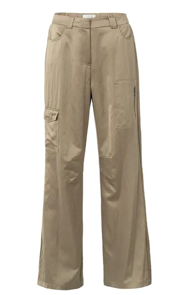YAYA Pantalon cargo en satin à jambe ample et poches