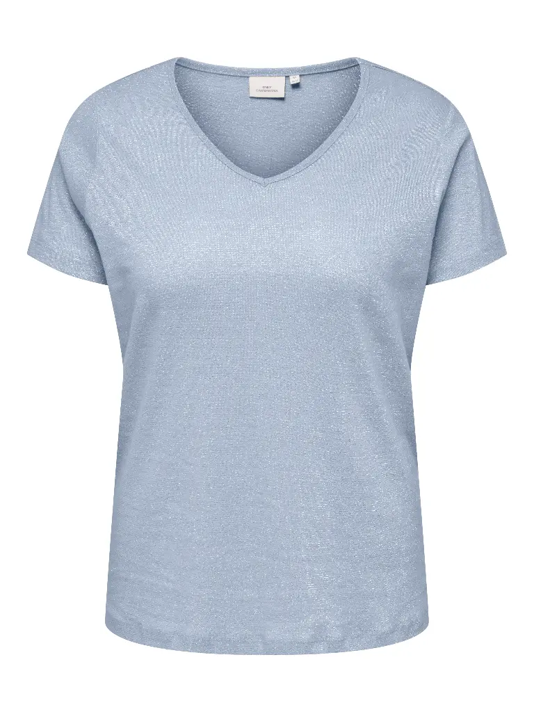 CARMAKOMA CARMELODI SS V-NECK TOP JRS BLEU