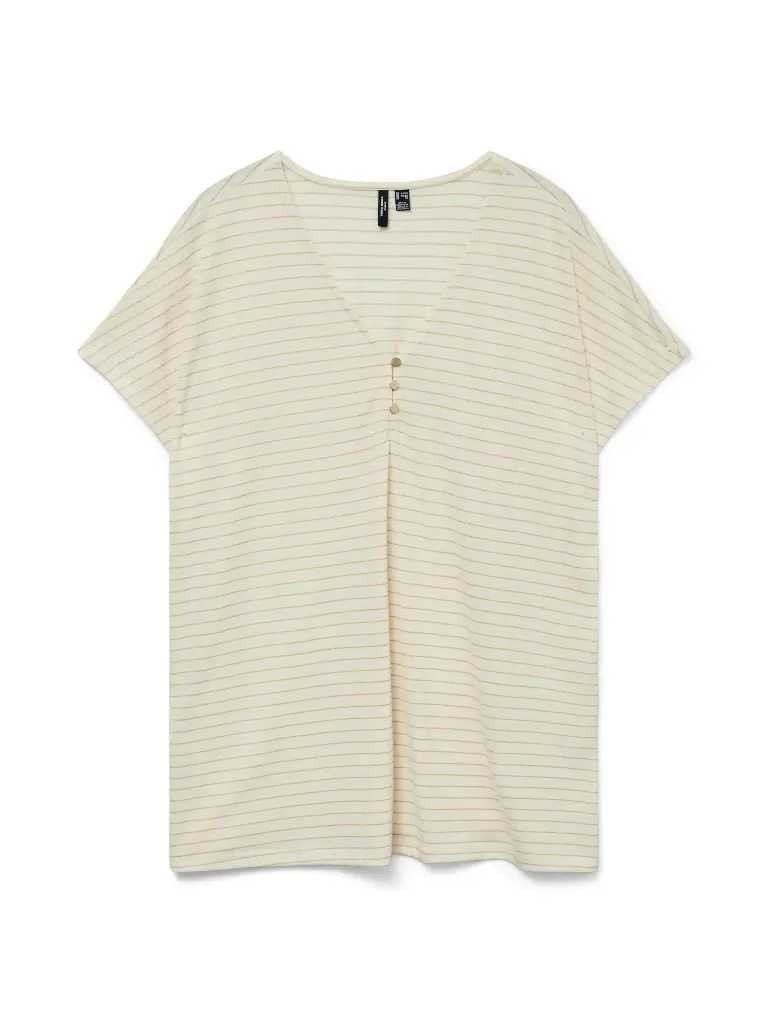 VERO MODA CURVE VMCBALOLA C/S V-NECK TOP JRS BTQ CUR