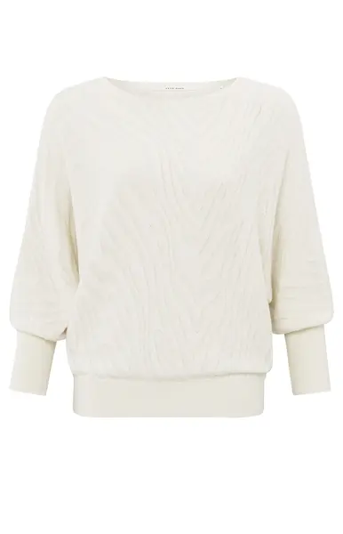 YAYA Pull jacquard à col bateau et manches trois-quarts 01-000452-503