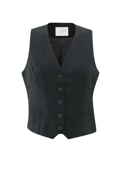 YAYA Gilet en lin mélangé 01-521002-505 WASHED BLACK