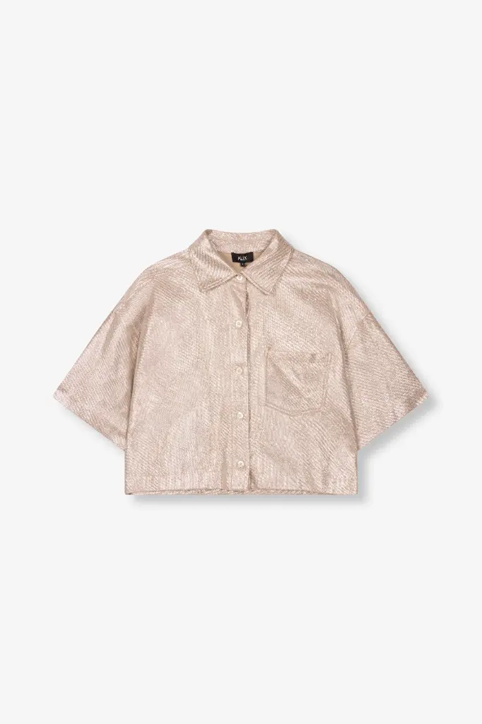 ALIX THE LABEL FOIL CROPPED BLOUSE