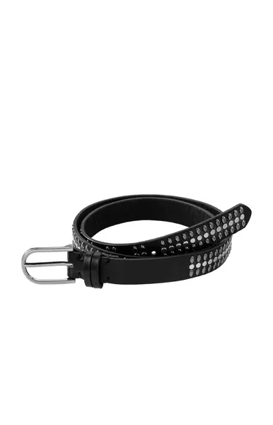 YAYA Ceinture noire cloutée avec boucle argentée 03-403043-508