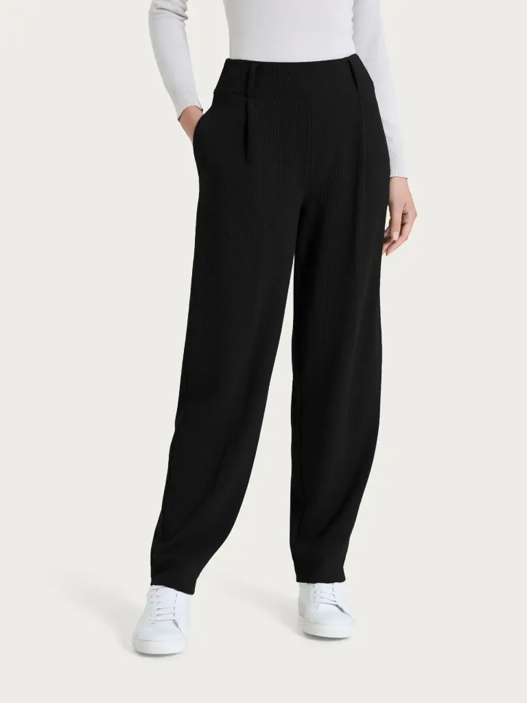 RAGNO VELVET PANTS. CARROT WITH POCKETS AND  PINCES / Nero DR23PF (01)