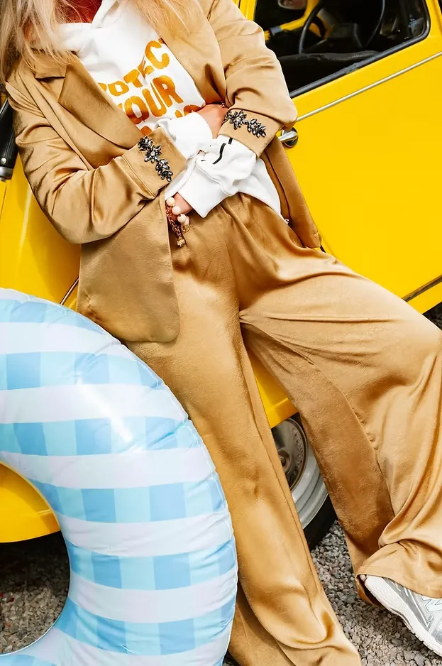 LES BLONDINETTES Pantalon fluide gold (XS)