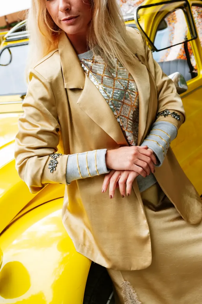 LES BLONDINETTES Blazer fluide strass poignet Gold (XS)
