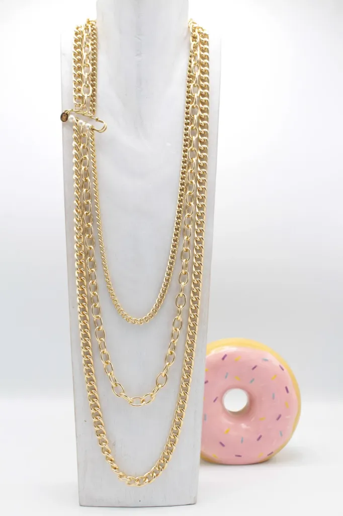 [x12-6-26] LES BLONDINETTES Collier long epingle perles nacre