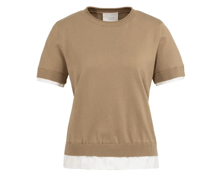 YAYA Haut en maille, manches  courtes, effet chemise  superposée 01-000550-602 (S)