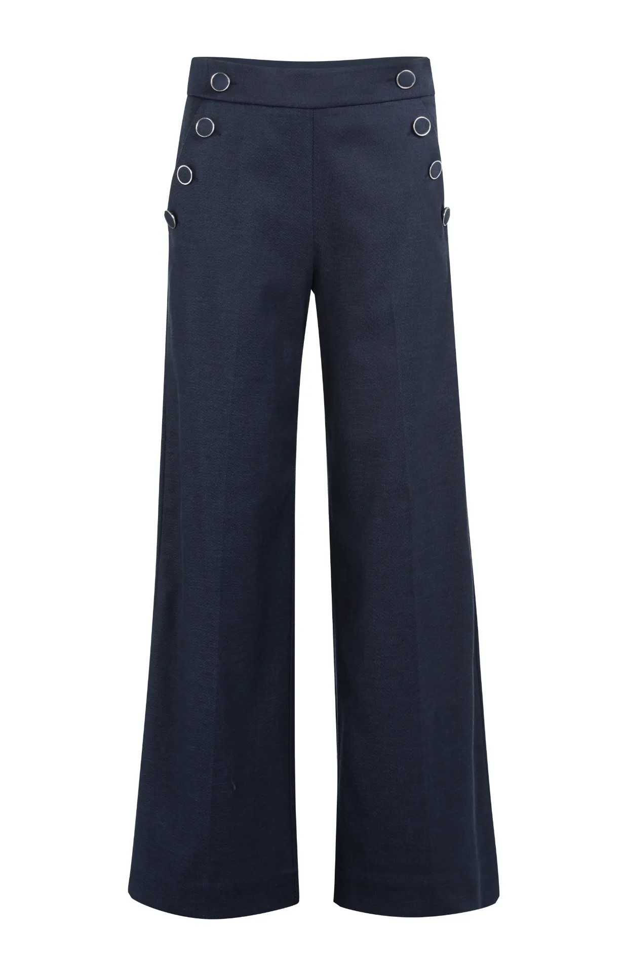 YAYA Pantalon taille haute à boutons décoratifs 01-301245-603 Navy blue