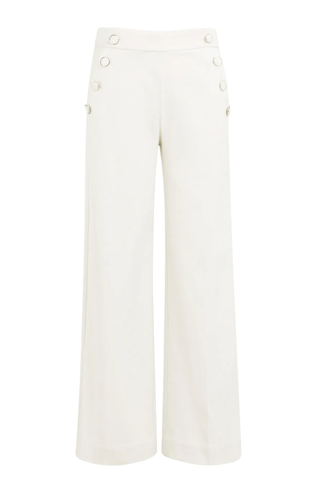 YAYA Pantalon taille haute à boutons décoratifs 01-301245-603 Off White