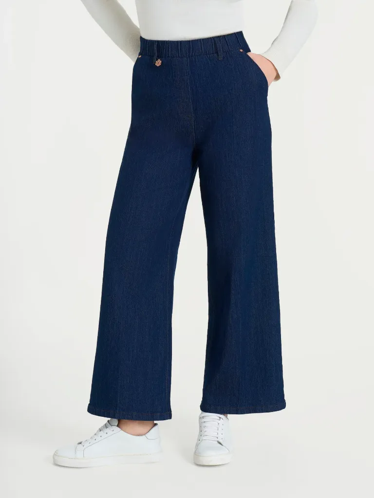 RAGNO DM48P4 JEANS 4 SAISONS DENIM CROPPED WIDE AVEC POCHES / PERSIA