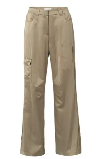 YAYA Pantalon cargo en satin à jambe ample et poches 01-301176-502