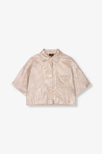 ALIX THE LABEL FOIL CROPPED BLOUSE