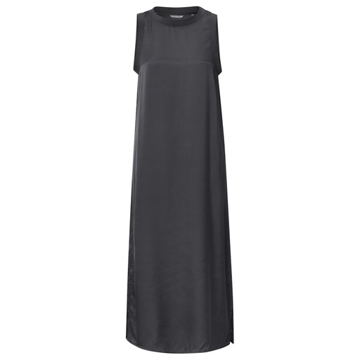 YAYA Satin sleeveless dress with rib
details and slits